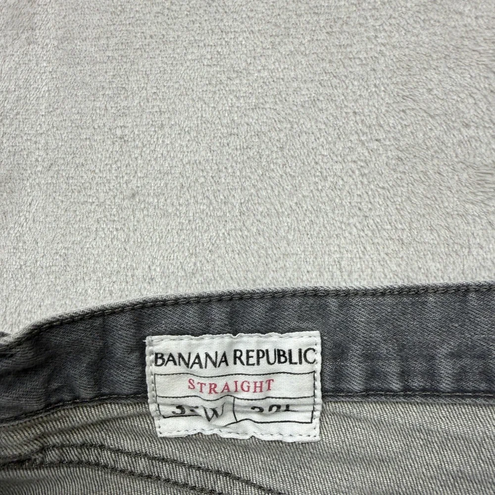 Banana Republic Straight Fit Mens Jeans 35x32 Charcoal Gray Stretch Denim Preppy
